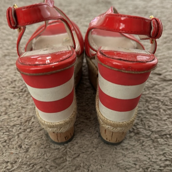 New Prada Wedges size 38 Orange Red Striped - Picture 5 of 8